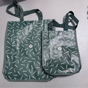 NEW Set of Large & Med Lululemon Tote Bag Holiday Edition Green Shopping Tote‎